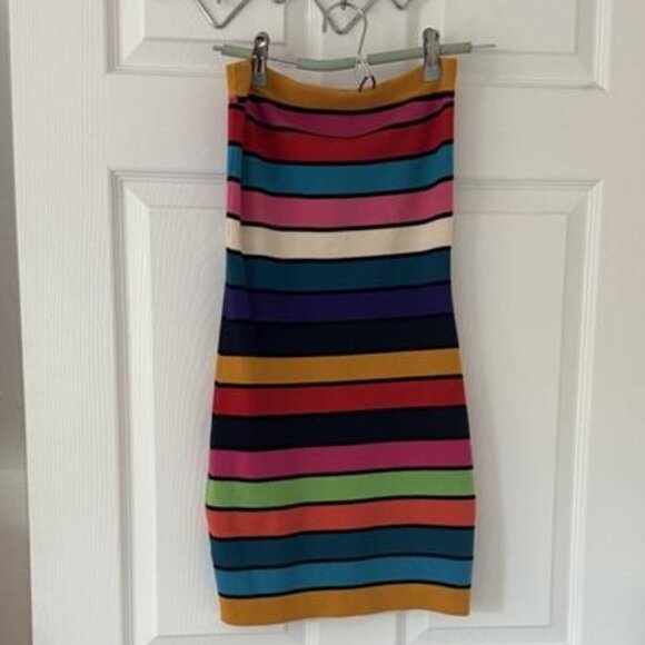 French Connection Strapless Bodycon Rainbow Dress - Picture 7 of 9